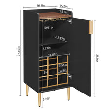 CBJCBJ Modern Wine Storage Cabinet with Rack & Adjustable shelves Coffee Bar for Kitchen, Dining Room, Apartment, Black
