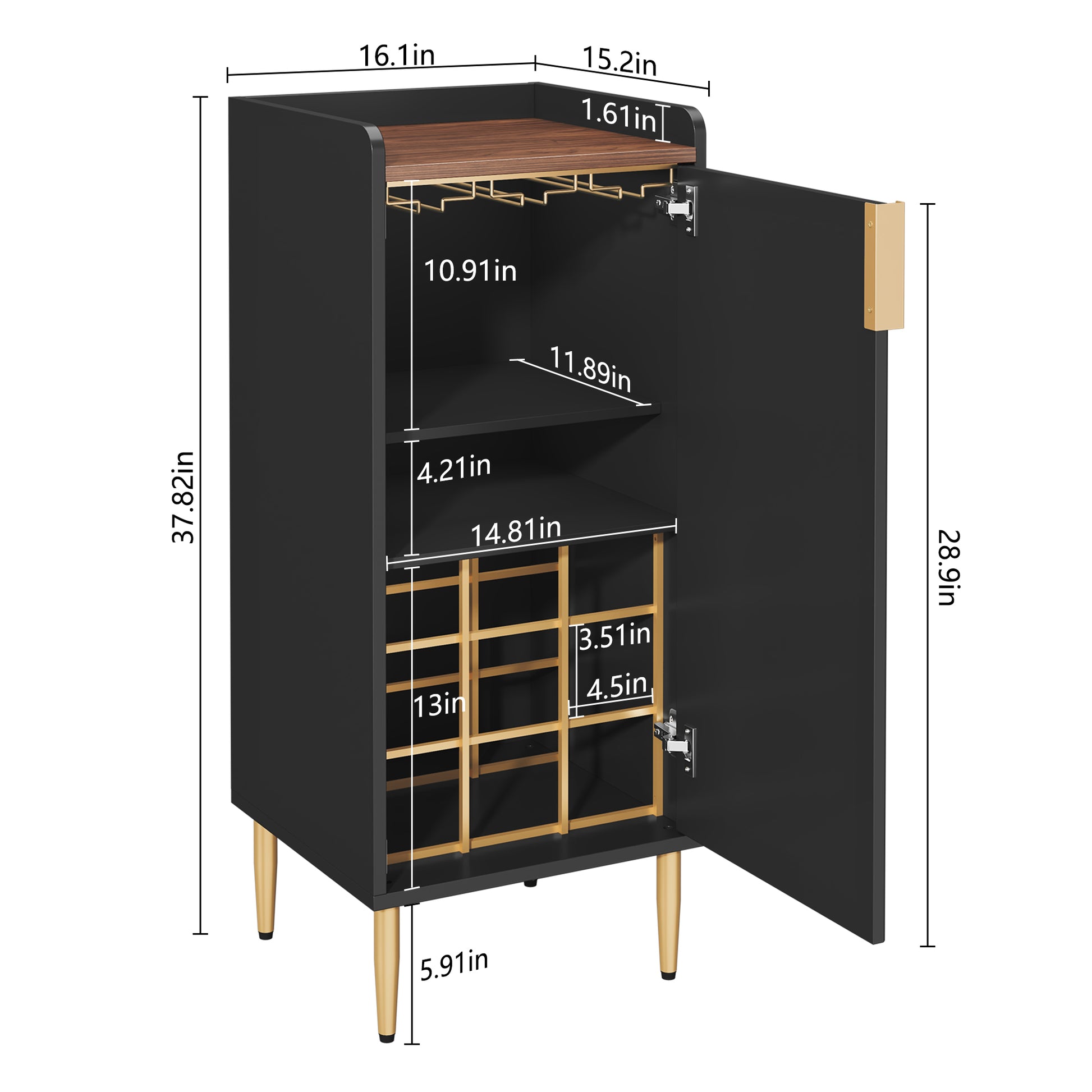 CBJCBJ Modern Wine Storage Cabinet with Rack & Adjustable shelves Coffee Bar for Kitchen, Dining Room, Apartment, Black