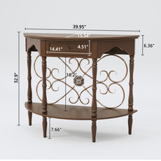 CBJCBJ Retro Console Table with Drawers, Assembled Entryway Storage Table, Accent Table for Hallway,Brown