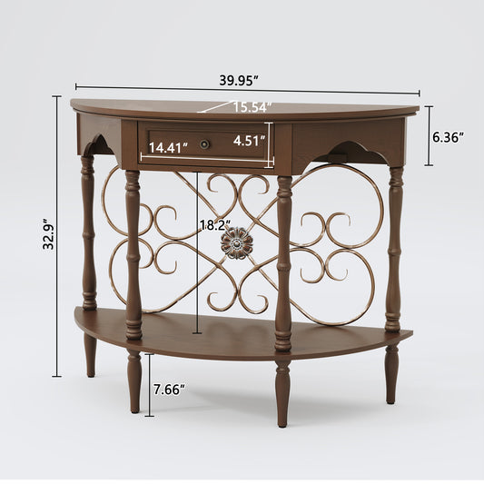 CBJCBJ Retro Console Table with Drawers, Assembled Entryway Storage Table, Accent Table for Hallway,Brown