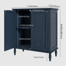 HLR 31.5'' Large Sideboard Buffet Cabinet with Storage, 2 Doors Modern Credenza Table for Living Room, Navy Blue