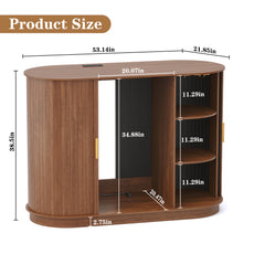 CBJCBJ 53" Wine Bar Cabinet with Tambour Door, Coffee Bar for Dining Room,Green
