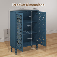 HLR Buffet Cabinet with Storage Accent Sideboard, Modern Hollow 2 Doors Credenza for Dining Room, Blue