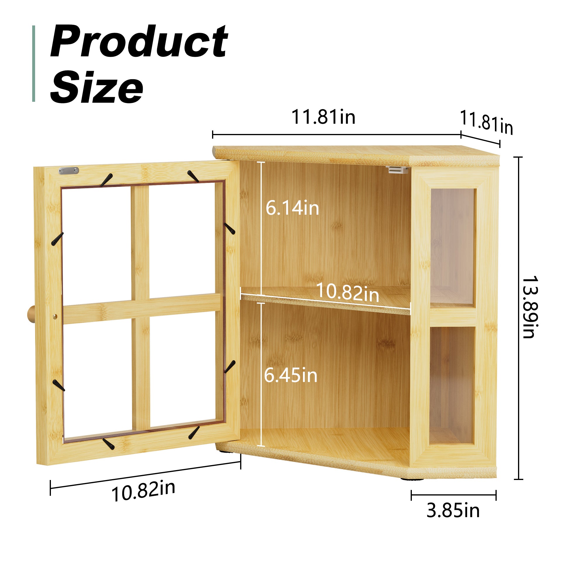 HLR Double Layer Bamboo Bread Box for Kitchen Counter, Large Capacity Bread Storage Bin with Acrylic Door,Brown