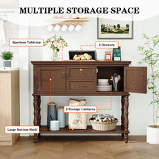 CBJCBJ 42'' Farmhouse Console Table , 2 Drawer Narrow Long Entryway Table with Open Storage Shelf , for Living Room,Brown