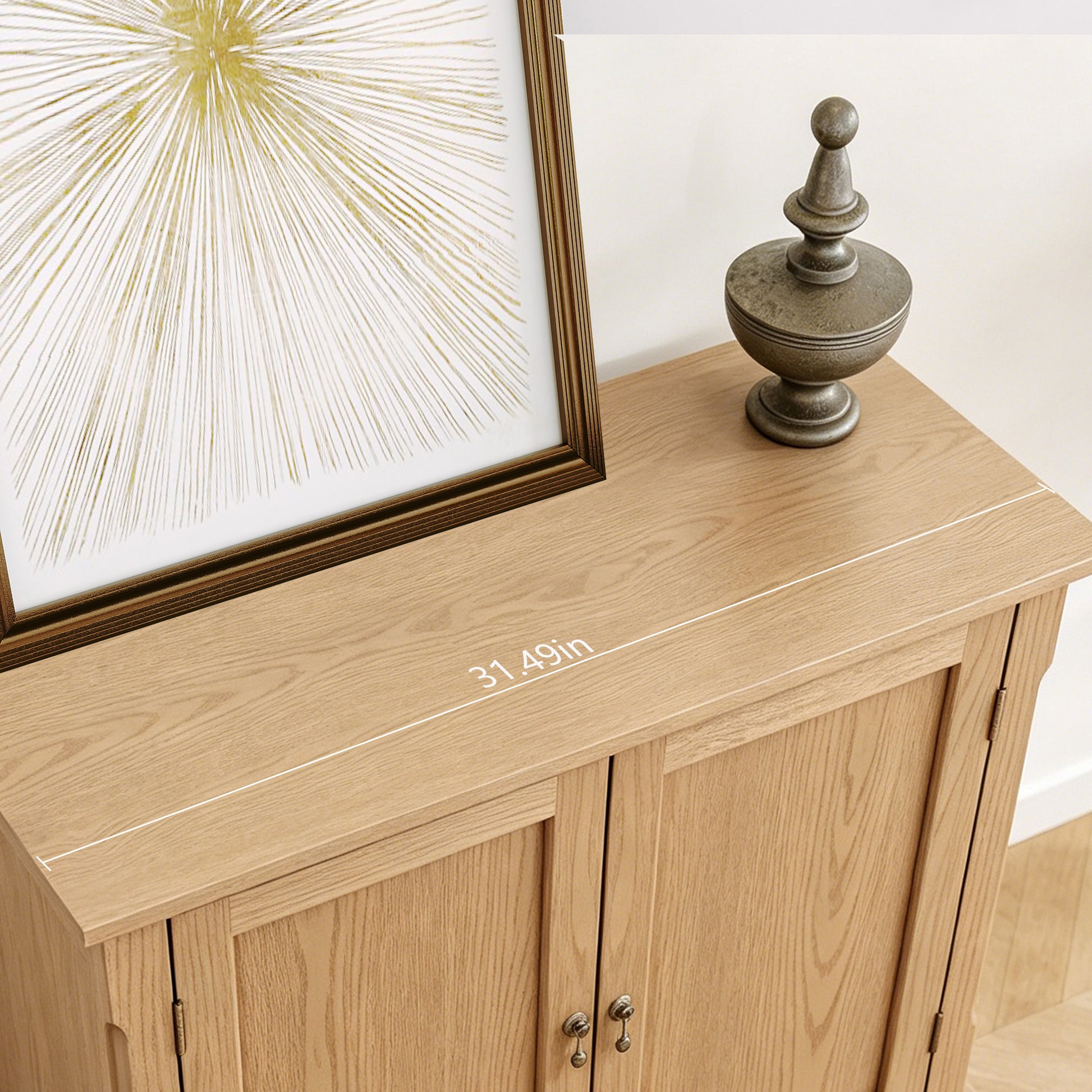 HLR 31.5'' Large Sideboard Buffet Cabinet with Storage, 2 Doors Modern Credenza Table for Living Room, Brown