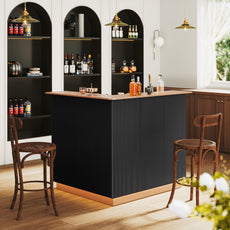 HLR L-Shaped Home Bar Cabinet with Fridge Space, 4-Tier Corner Bar Unit Wine Cabinet with Storage