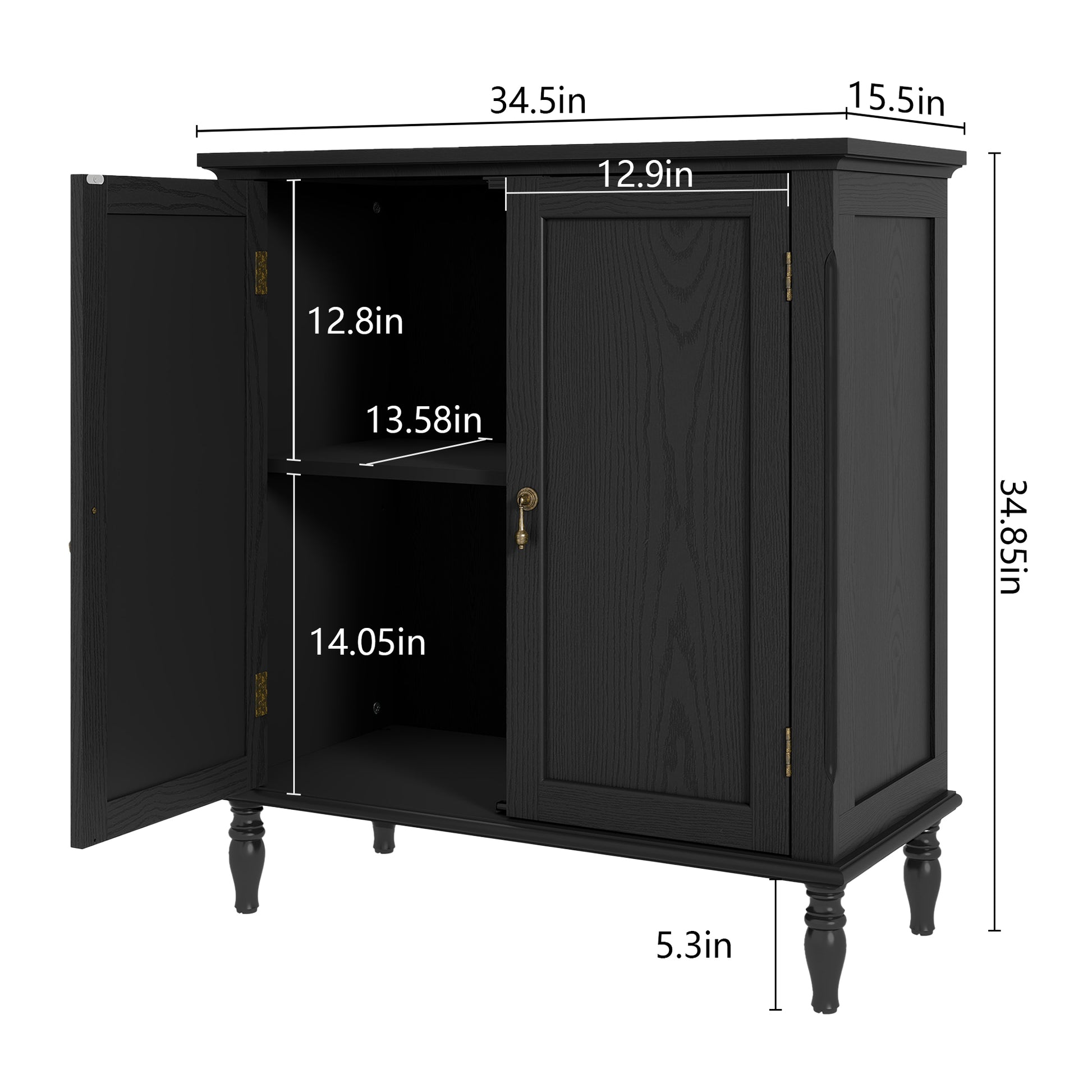 CBJCBJ Retro 34" Sideboard Buffet Cabinet with Storage, Accent Cabinet for Dining Room, Living Room,Black