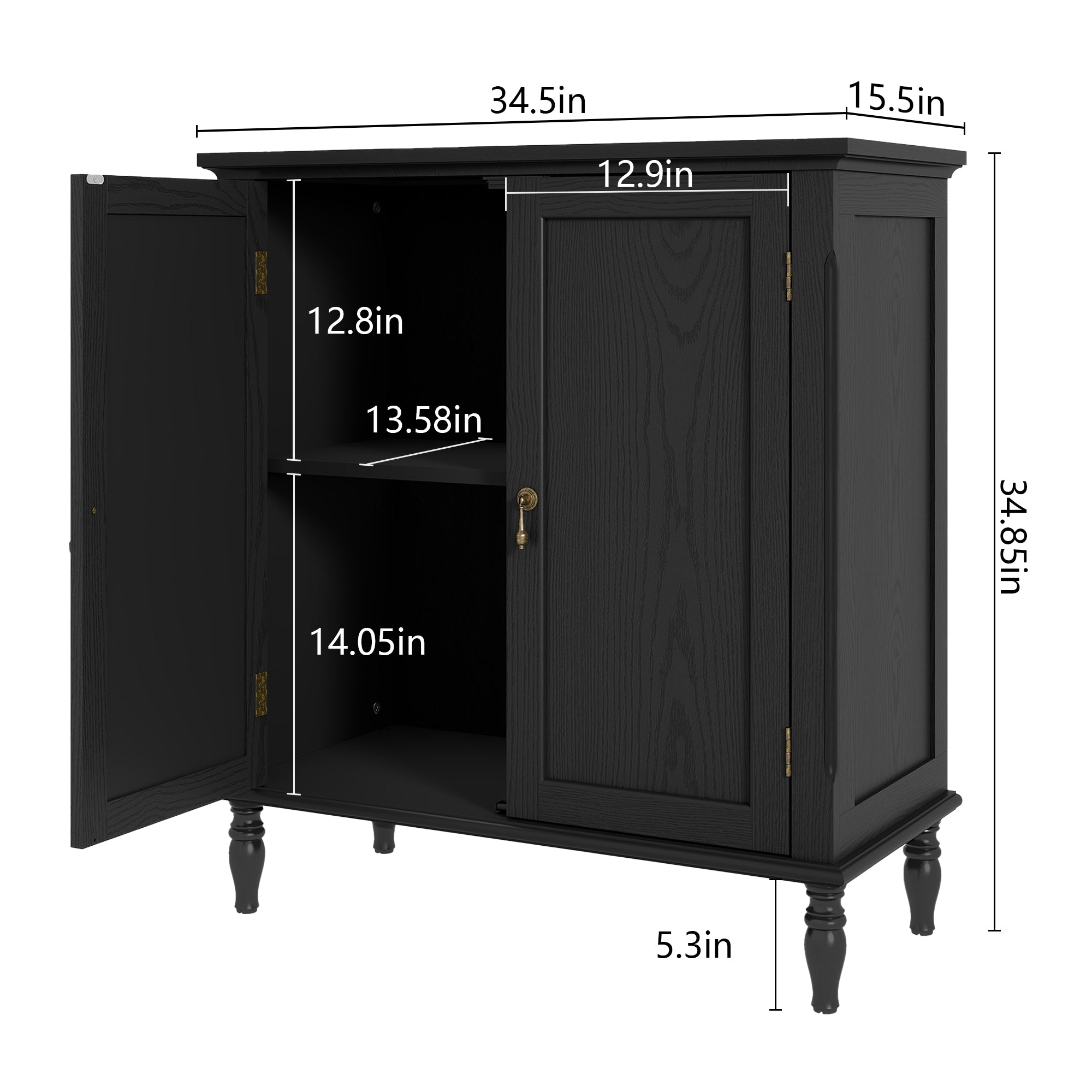 CBJCBJ Retro 34" Sideboard Buffet Cabinet with Storage, Accent Cabinet for Dining Room, Living Room,Black
