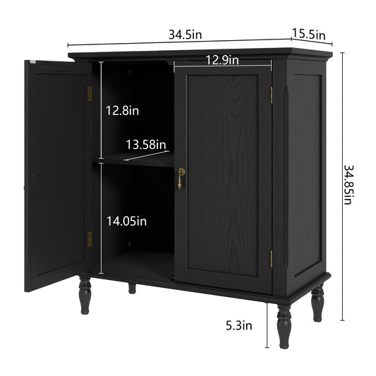 CBJCBJ Retro 34" Sideboard Buffet Cabinet with Storage, Accent Cabinet for Dining Room, Living Room,Black