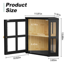 HLR Double Layer Bamboo Bread Box for Kitchen Counter, Large Capacity Bread Storage Bin with Acrylic Door, Black