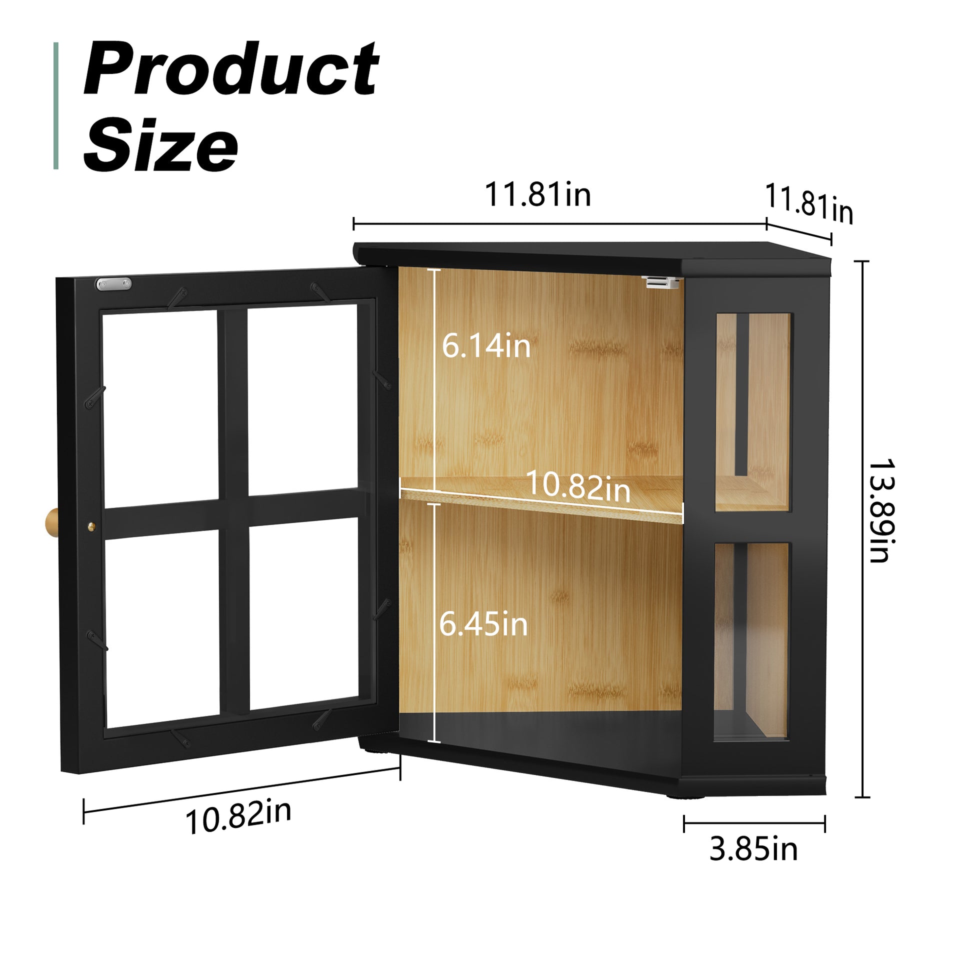 HLR Double Layer Bamboo Bread Box for Kitchen Counter, Large Capacity Bread Storage Bin with Acrylic Door, Black
