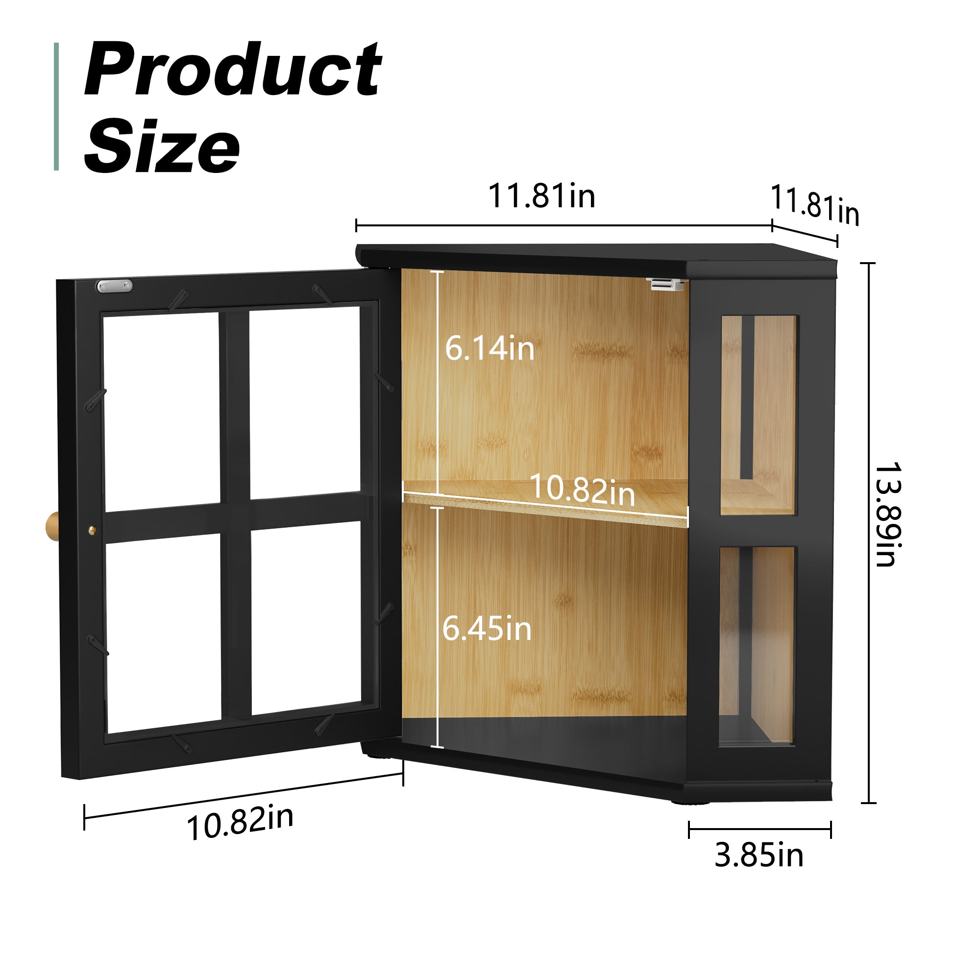 HLR Double Layer Bamboo Bread Box for Kitchen Counter, Large Capacity Bread Storage Bin with Acrylic Door, Black