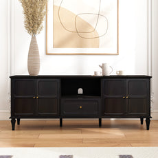 CBJCBJ 67"Mid-Century Modern TV Stand with Storage and Adjustable Partition , Media Console for TVs up to 75", Black