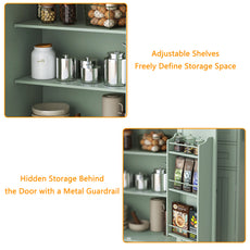 HLR 50.39" Kitchen Island with Storage, Wood Top Cart with Drop Leaf and Wheels, Green
