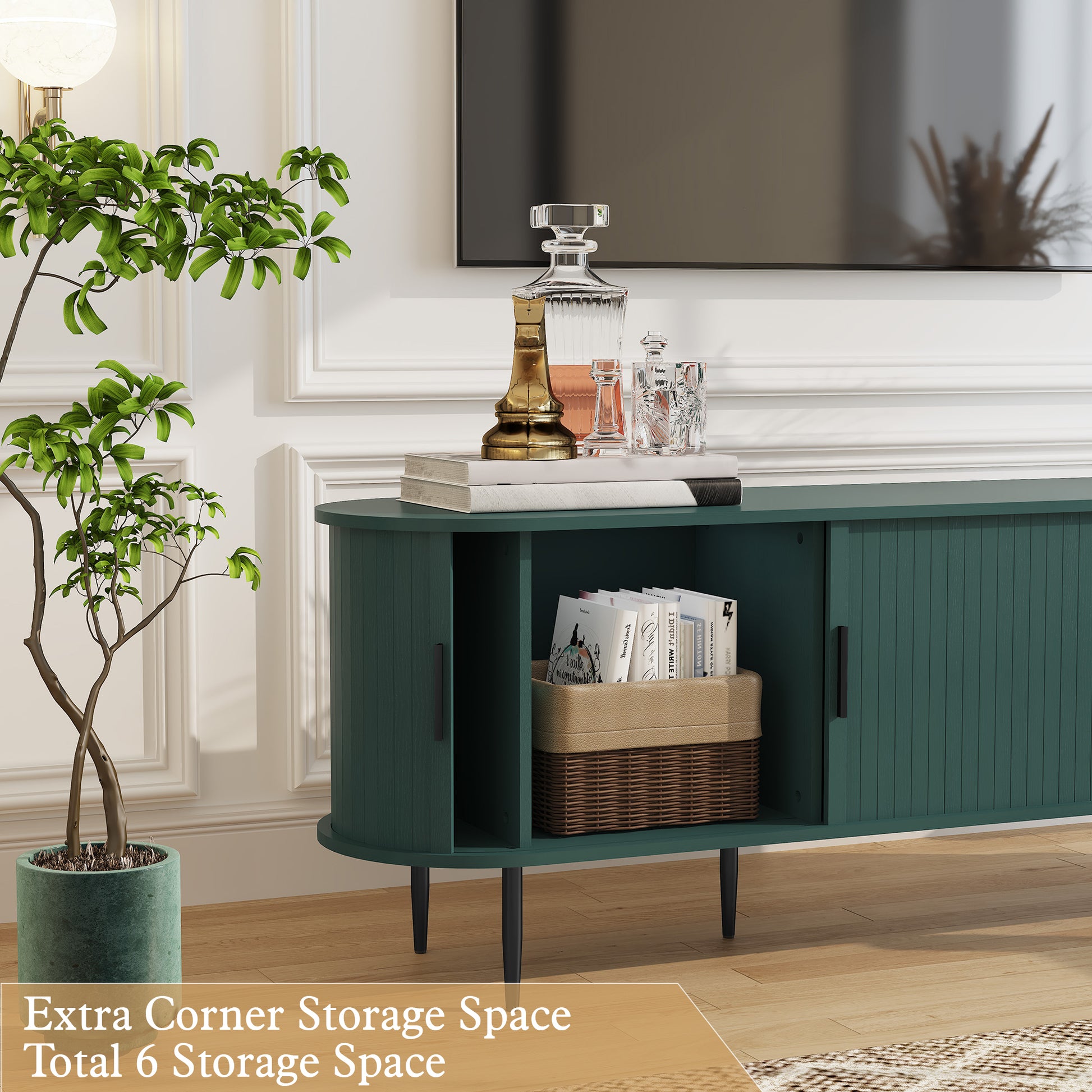 HLR® 70" TV Stand with Tambour Door for TVs up to 80"