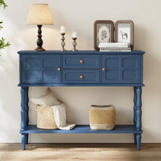 HLR Modern 42.1" Consoles Table, Entryway Table with Storage Shelf Quick Assembly for Living Room, Blue