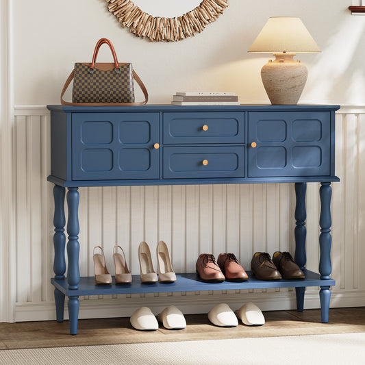 HLR Modern 42.1" Consoles Table, Entryway Table with Storage Shelf Quick Assembly for Living Room, Blue