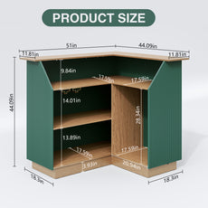 CBJCBJ L-Shaped Home Bar Cabinet,4-Tier Corner Bar counter with Fridge Space,Unit Wine Cabinet with Storage,Green