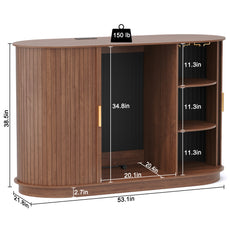HLR Mid Century Coffee Bar Cabinet, Wine Cabinet Mini Fridge Space, Brown