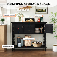 HLR 42" Farmhouse Modern Console Table, Entryway Table with Storage Shelf for Living Room, Black