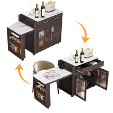 CBJCBJ Kitchen Island with Storage | Expandable Retractable on Wheels 71.65