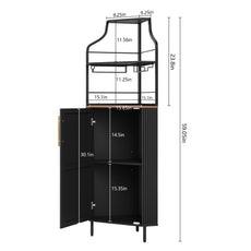CBJCBJ Corner Coffee Bar Cabinet with LED Strip, Modern Wine Bar Cabinet with Cup Rack, for Dining Room
