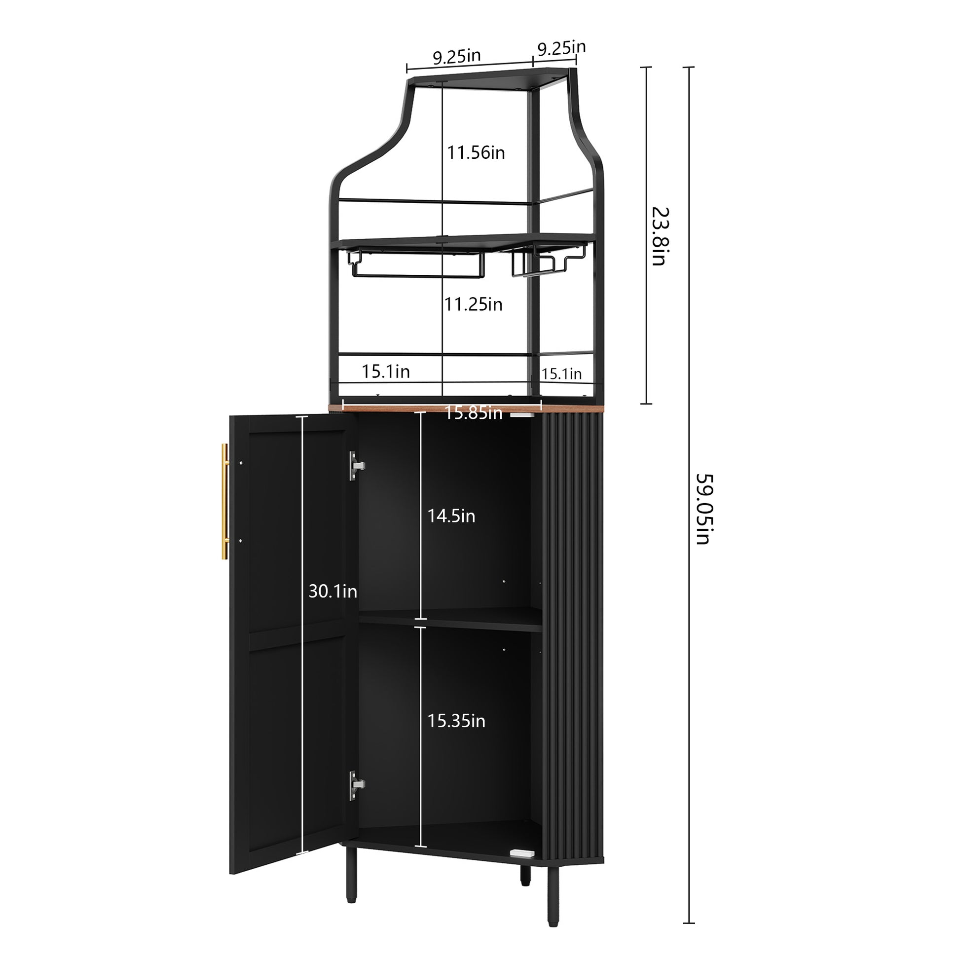 CBJCBJ Corner Coffee Bar Cabinet with LED Strip, Modern Wine Bar Cabinet with Cup Rack, for Dining Room