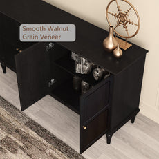 CBJCBJ Mid-Century 58'' Wood 4 Door Sideboard Buffet Cabinet for Living Dining & Bedroom (Black)