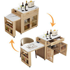 CBJCBJ Kitchen Island with Storage | Expandable Retractable on Wheels 71.65