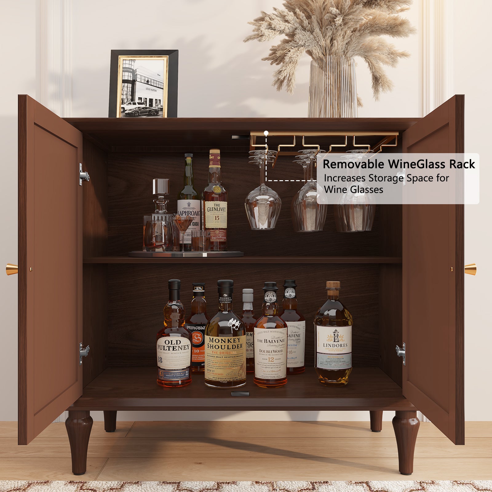CBJCBJ Sideboard Buffet Cabinet with Storage, 31.4'' Mid Century Modern Storage Cabinet with 2 Doors and Adjustable Shelves, Accent Cabinet for Entryway, Dining Room, Living Room, Bedroom