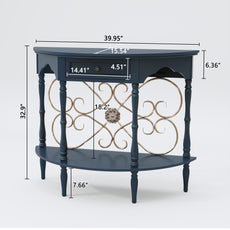 CBJCBJ Retro Console Table with Drawers, Assembled Entryway Storage Table, Accent Table for Hallway,Blue