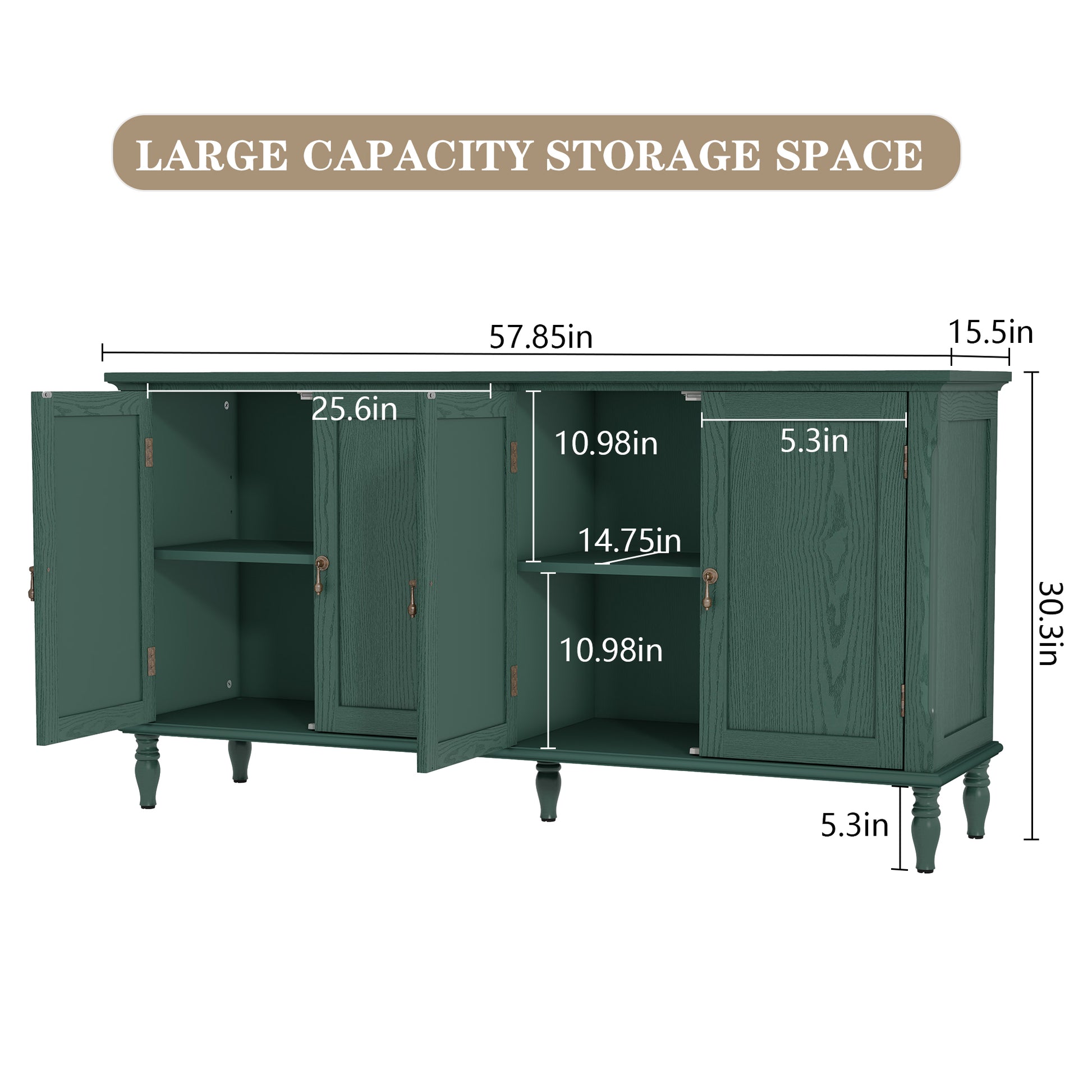CBJCBJ 58" Retro Sideboard Buffet Cabinet with Storage, Accent Cabinet for Kitchen, Living Room