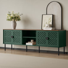 HLR Mid Century Modern 70" Large TV Stand for 80 Inch TV, Entertainment Center with Storage, Green