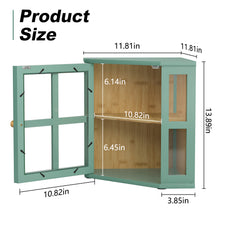 HLR Double Layer Bamboo Bread Box for Kitchen Counter, Large Capacity Bread Storage Bin with Acrylic Door, Green