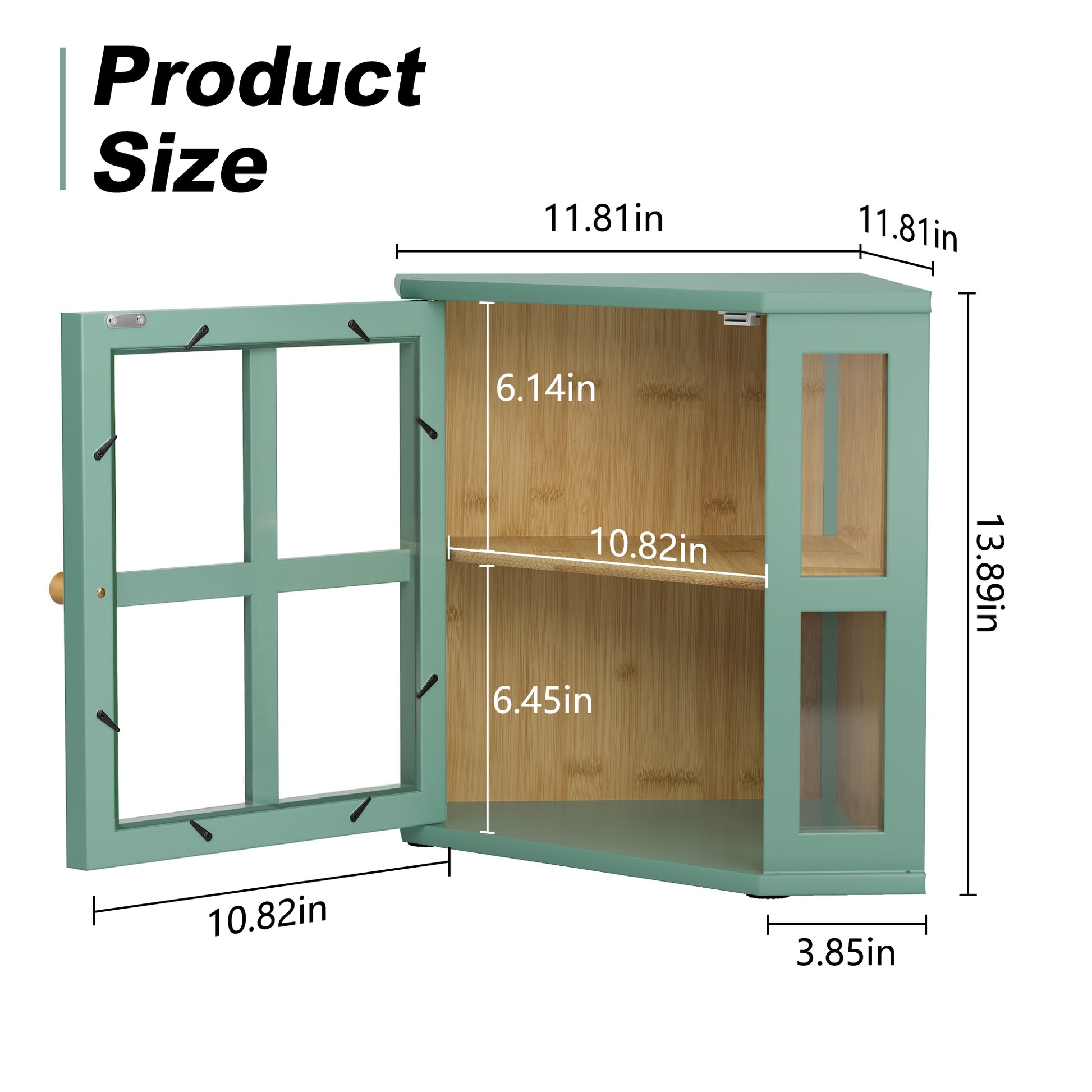 HLR Double Layer Bamboo Bread Box for Kitchen Counter, Large Capacity Bread Storage Bin with Acrylic Door, Green