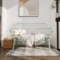 HLR Farmhouse Entryway Bench, Spindle Back Support Wood Dining Benches for Living Room, Mudroom, Green