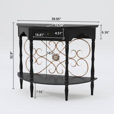 CBJCBJ Retro Console Table with Drawers, Assembled Entryway Storage Table, Accent Table for Hallway,Black