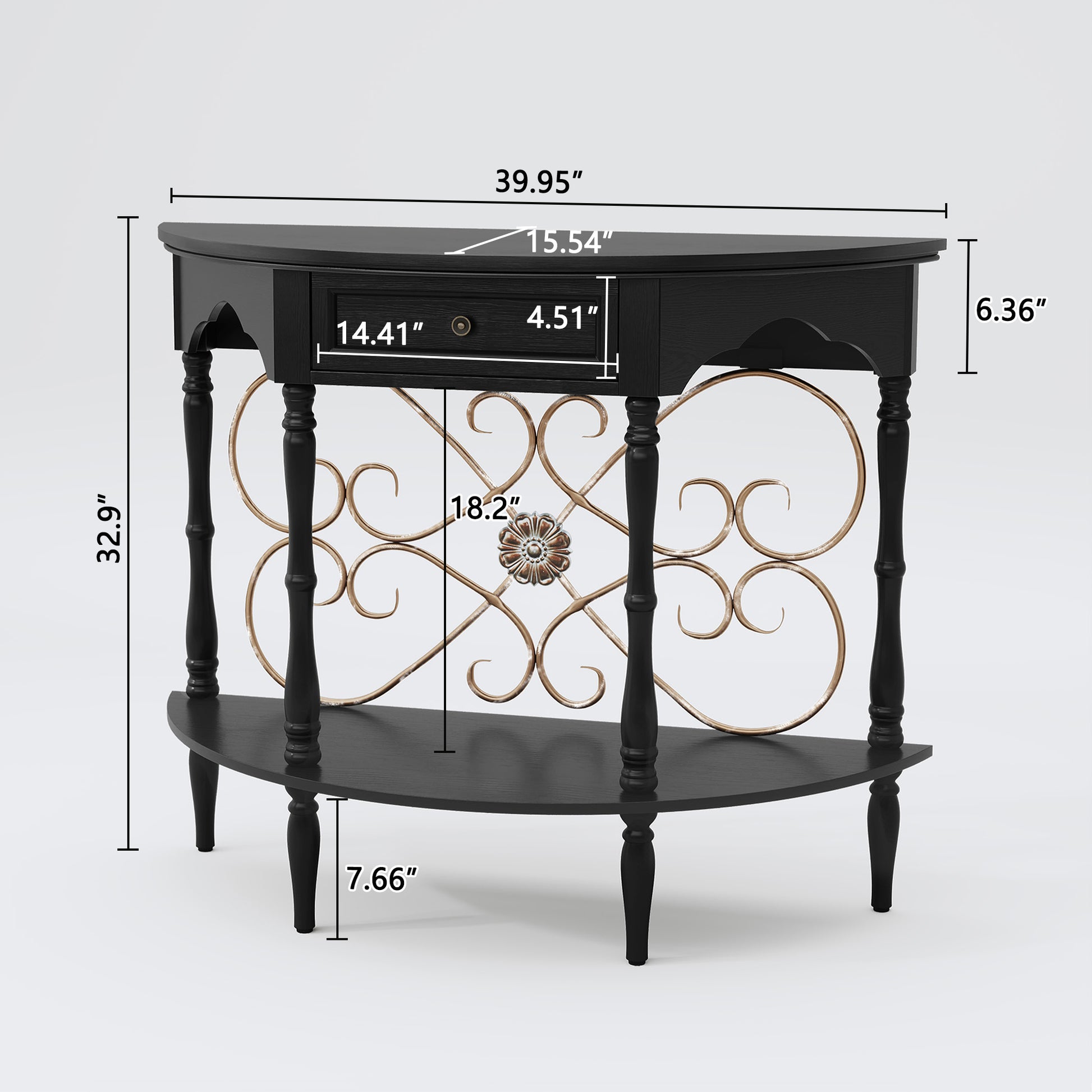 CBJCBJ Retro Console Table with Drawers, Assembled Entryway Storage Table, Accent Table for Hallway,Black