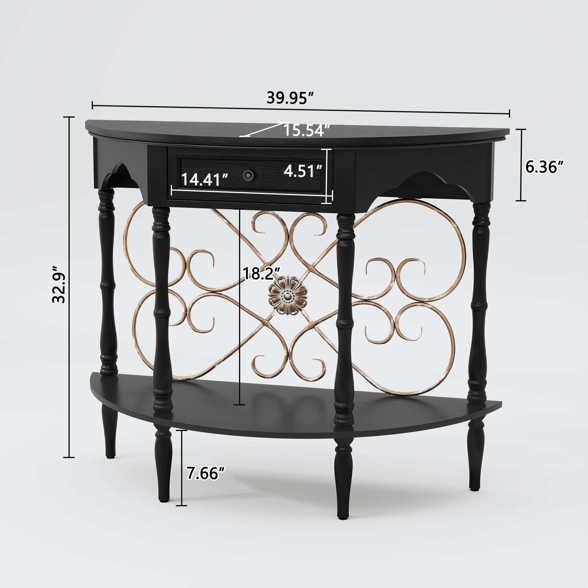CBJCBJ Retro Console Table with Drawers, Assembled Entryway Storage Table, Accent Table for Hallway,Black