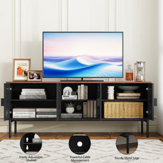 CBJCBJ Modern Mid Century 63" TV Stand for 70" TV with Storage, Entertainment Center for Living Room,Black