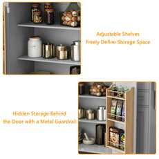 HLR 50.39" Kitchen Island with Storage, Wood Top Cart with Drop Leaf and Wheels, Gray