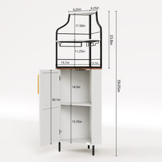 CBJCBJ Corner Coffee Bar Cabinet with LED Strip, Modern Wine Bar Cabinet with Cup Rack, for Dining Room,White
