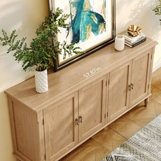 HLR 58'' Large Sideboard Buffet Cabinet with Storage, 4 Doors Modern Credenza Table for Living Room, Wood
