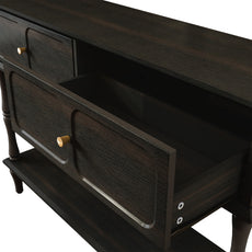 HLR 47" Mid Century Console Table, Aged Finish Entryway Table with Storage Shelf for Hallway, Black