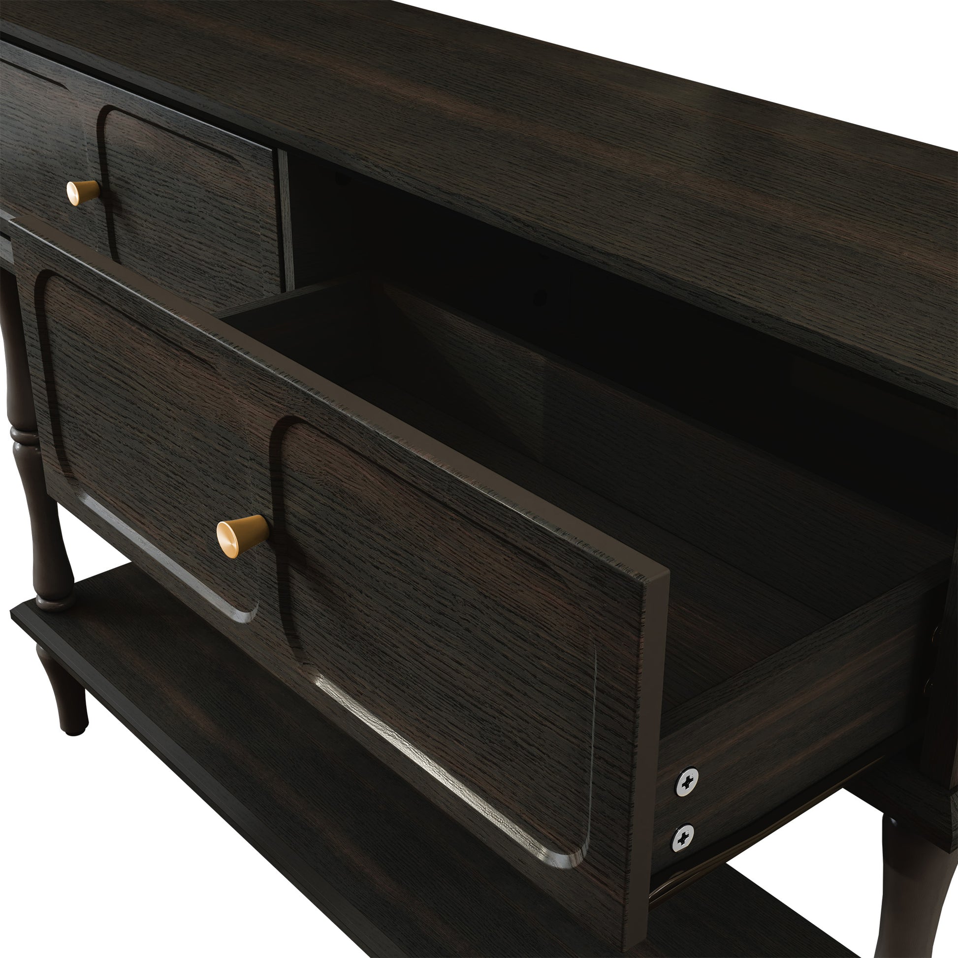 HLR 47" Mid Century Console Table, Aged Finish Entryway Table with Storage Shelf for Hallway, Black