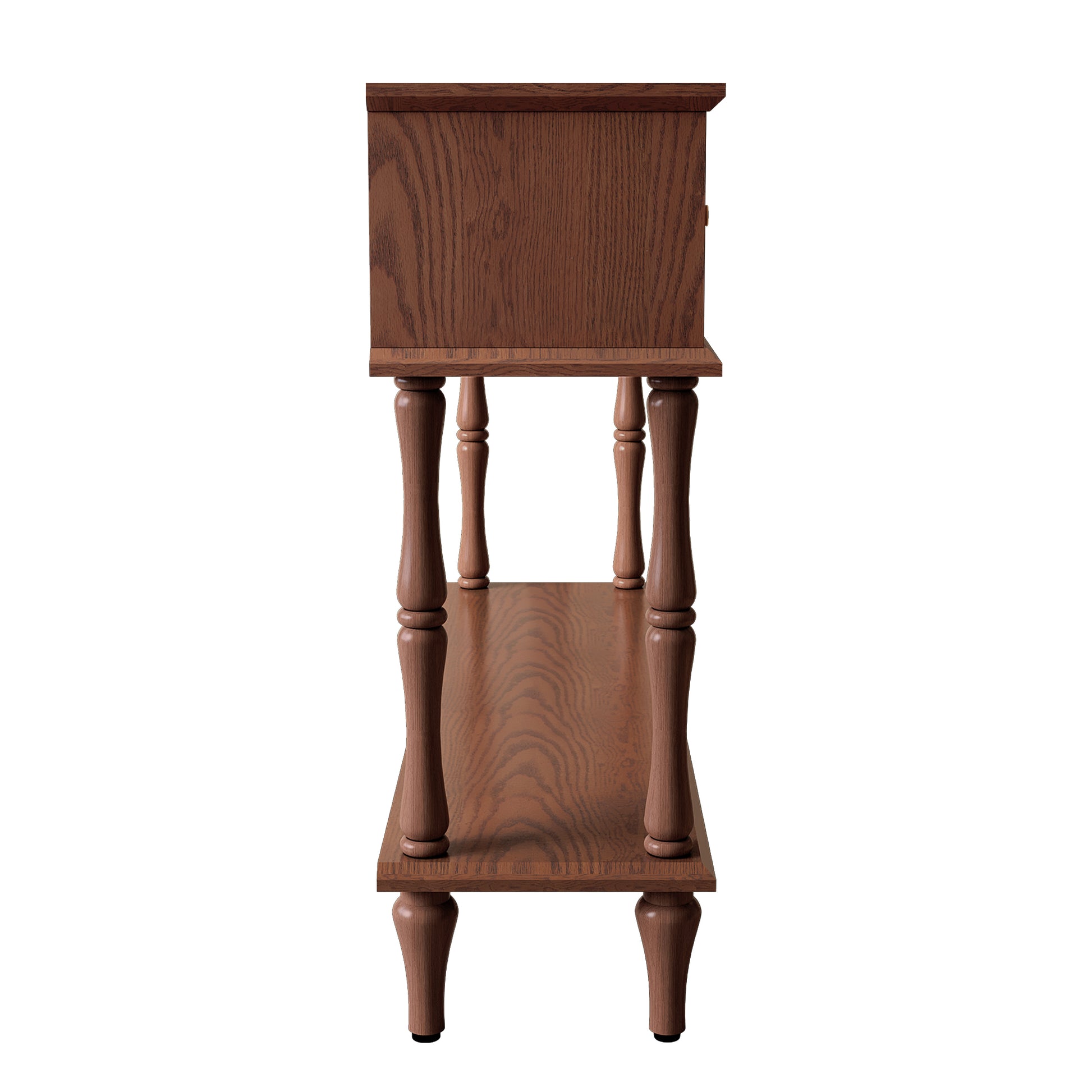 HLR 47" Mid Century Console Table, Aged Finish Entryway Table with Storage Shelf for Hallway, Brown