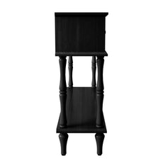 HLR 47" Mid Century Console Table, Aged Finish Entryway Table with Storage Shelf for Hallway, Black