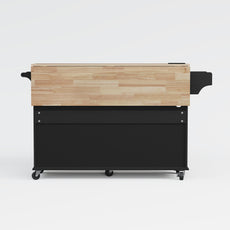 HLR Mid-Century 60" Kitchen Island with Trash Can Storage, Rolling Island Table, Black