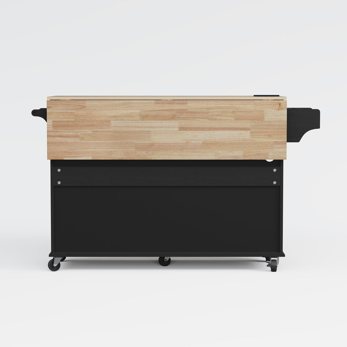 HLR Mid-Century 60" Kitchen Island with Trash Can Storage, Rolling Island Table, Black